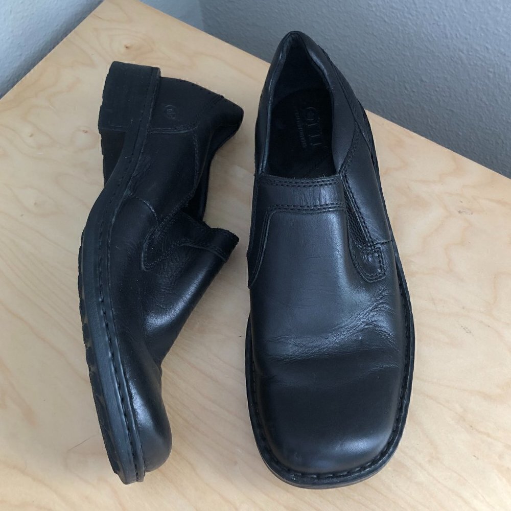 Vintage Y2K Born Leather Loafers Men's EUR 42 Black Chunky Sole Square Toe